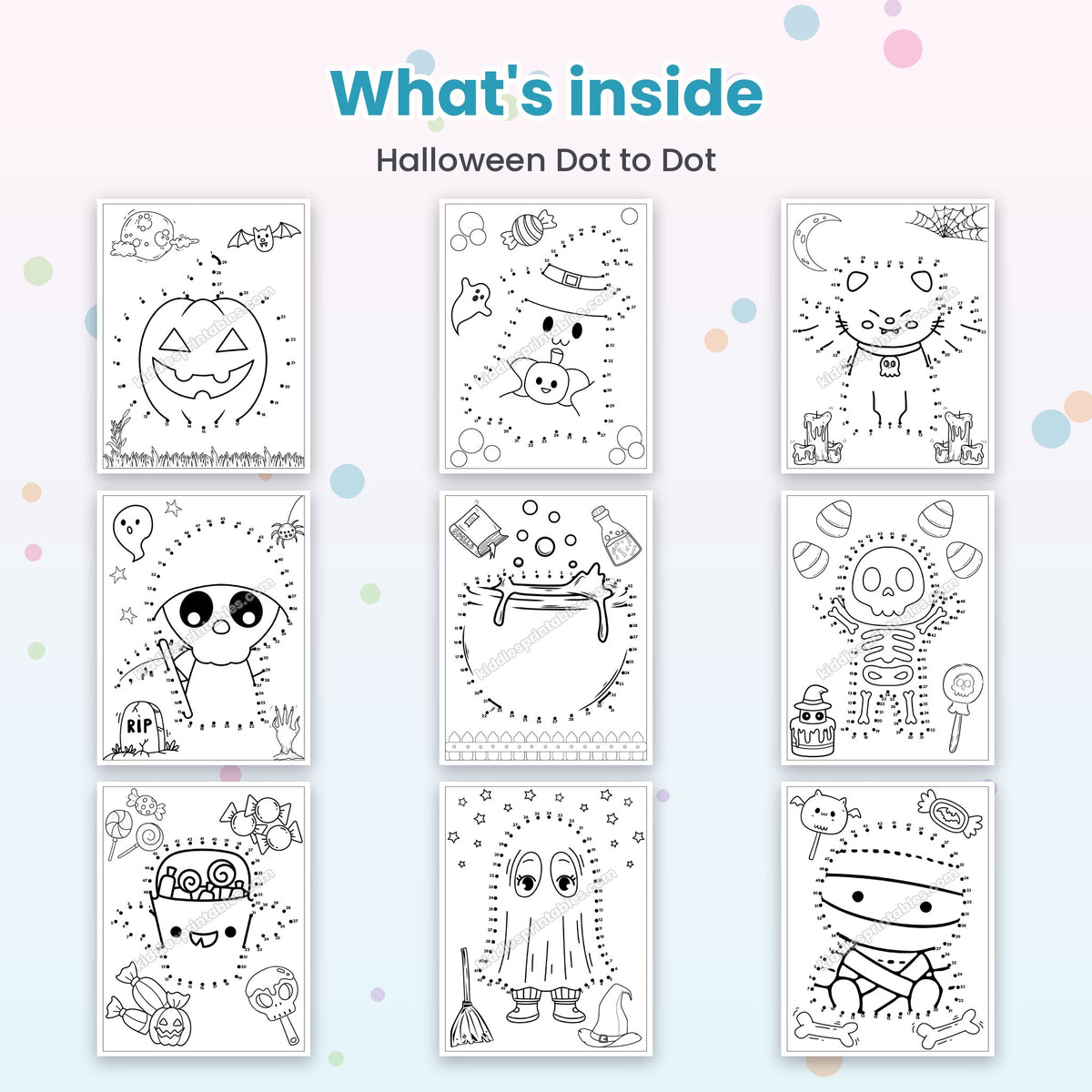 Halloween Dot to Dot printable - whats inside