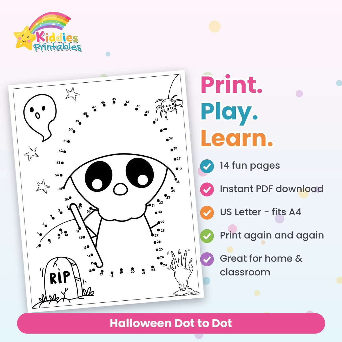 Halloween Dot to Dot printable - features