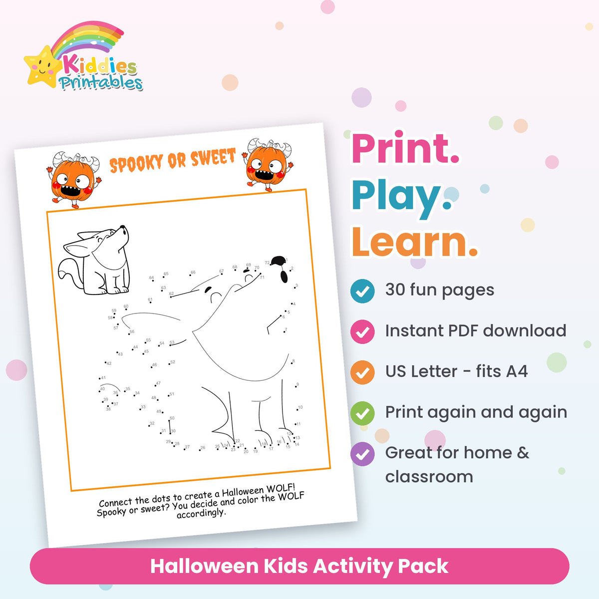 Halloween Kids Activity Pack printable - features