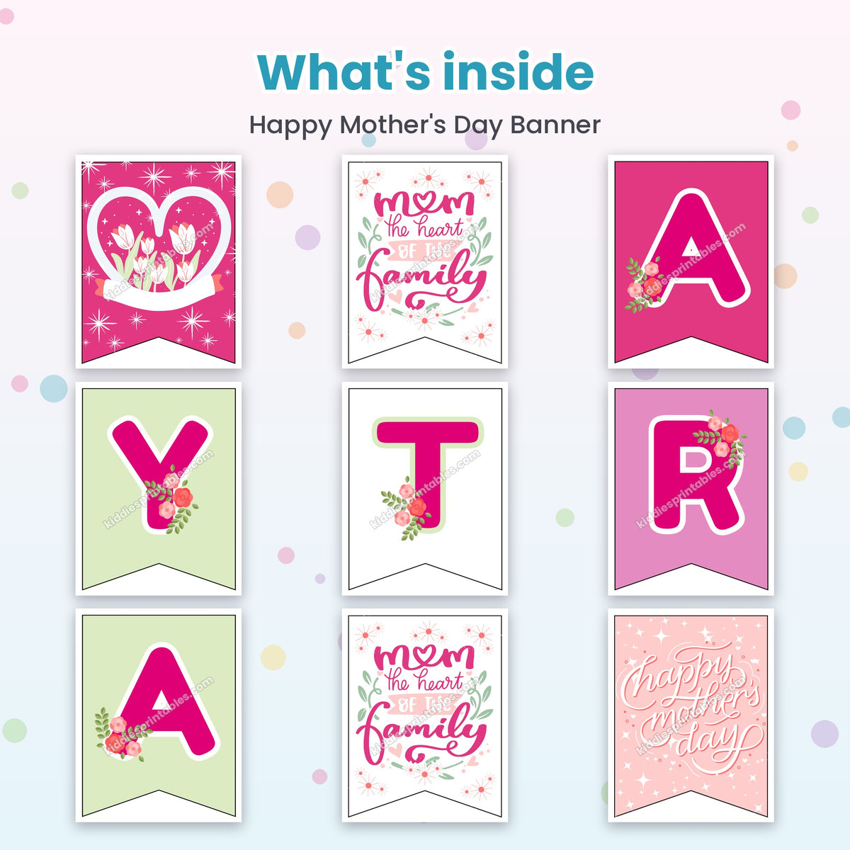 Happy Mother's Day Banner printable – inside pages preview