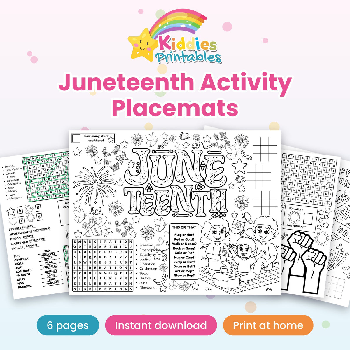 Juneteenth Activity Placemats printable – cover