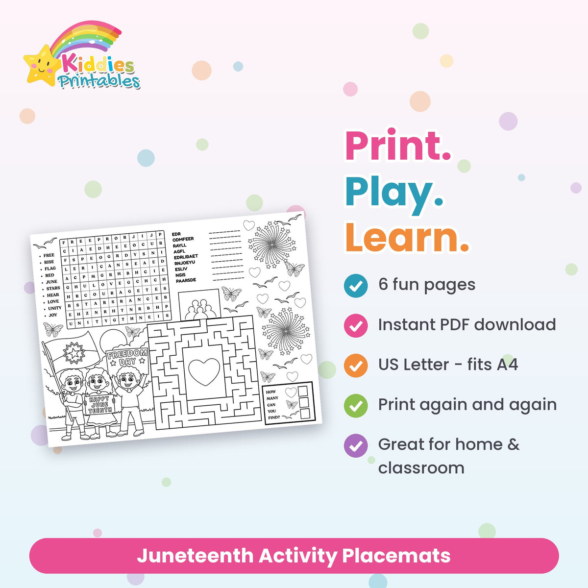 Juneteenth Activity Placemats printable – what's included