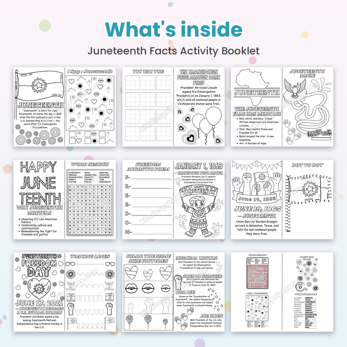 Juneteenth Facts Activity Booklet – what's inside