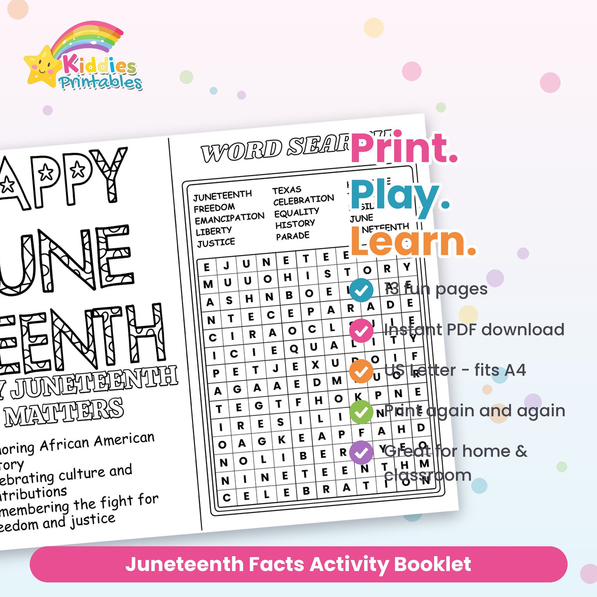 Juneteenth Facts Activity Booklet – features