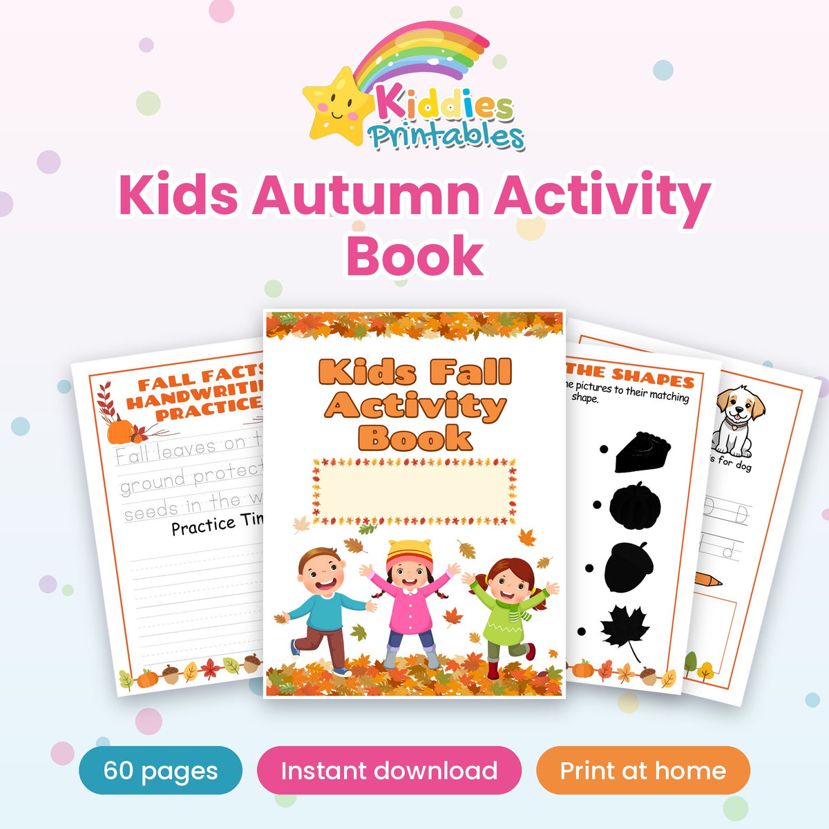 Kids Autumn Activity Book printable - cover and preview