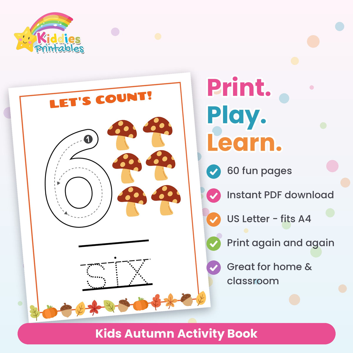 Kids Autumn Activity Book printable - features