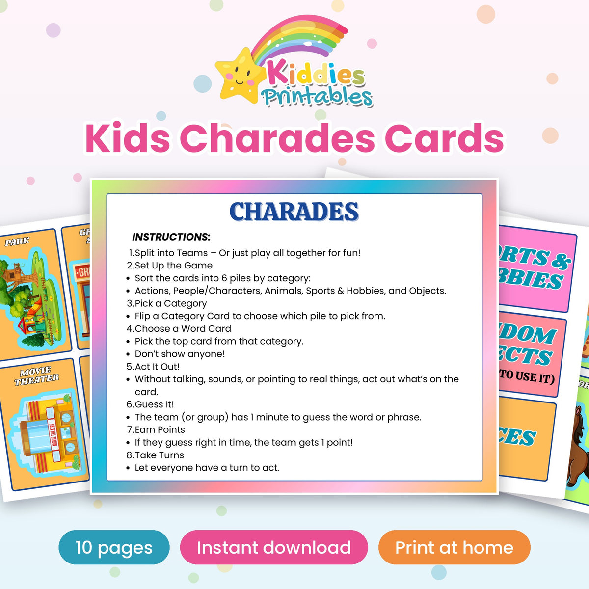 Kids Charades Cards printable – cover