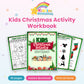 Kids Christmas Activity Workbook printable - cover and preview