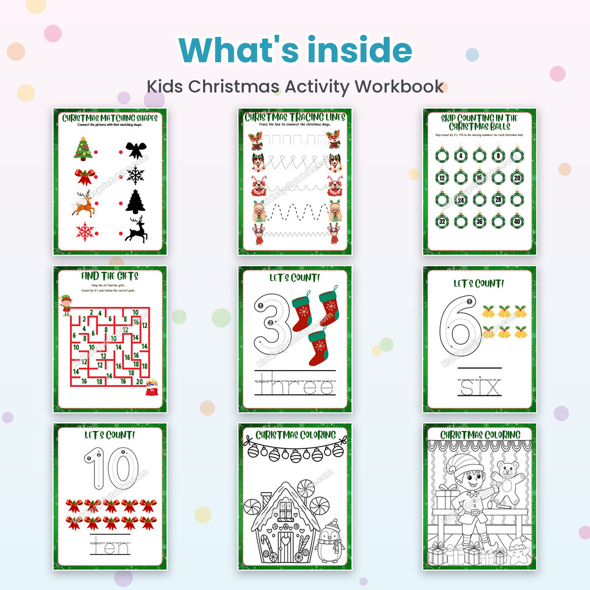 Kids Christmas Activity Workbook printable - whats inside