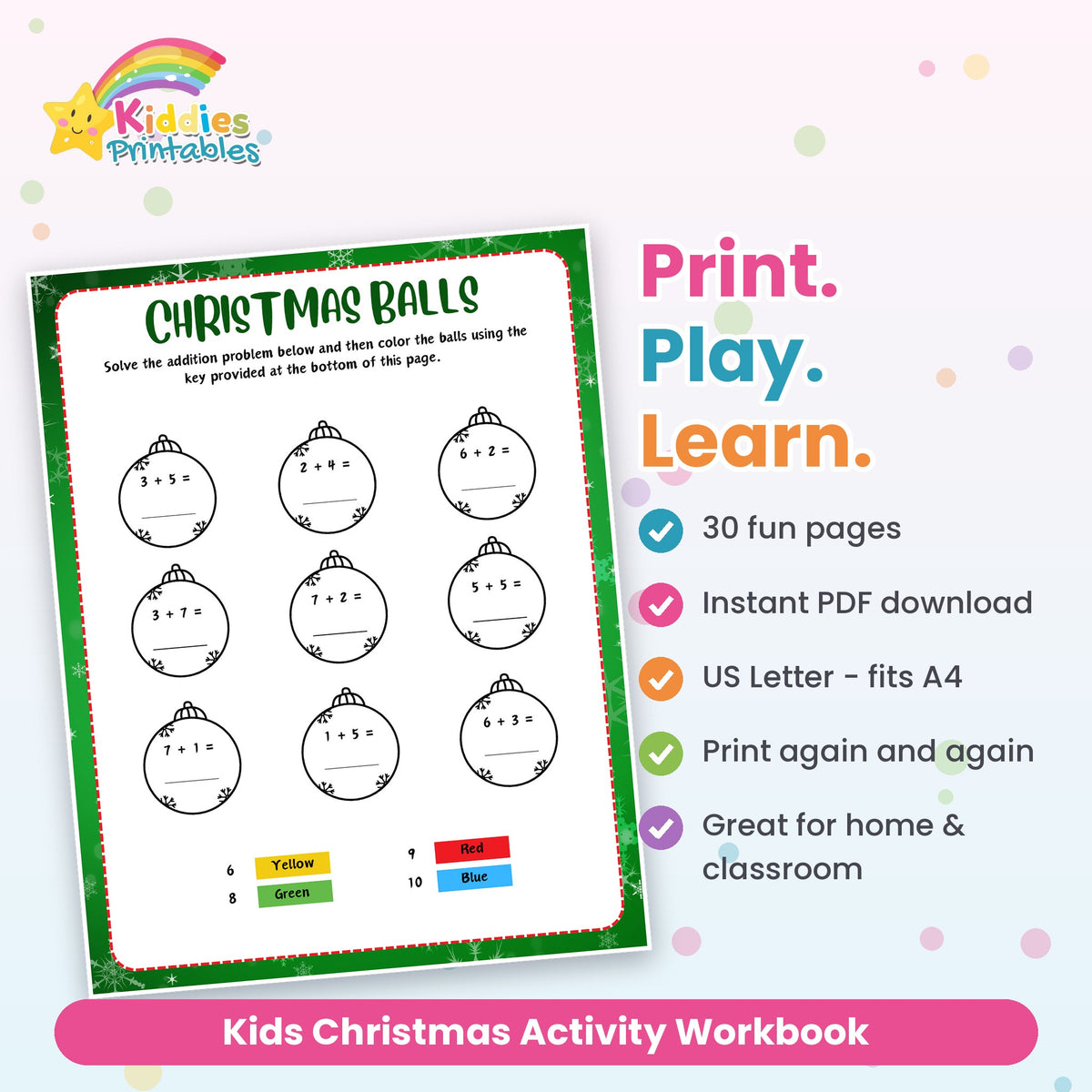 Kids Christmas Activity Workbook printable - features