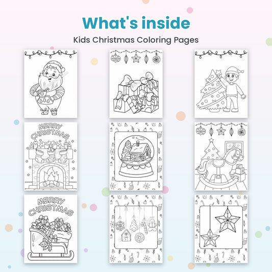 Kids Christmas Coloring Pages printable – inside pages preview