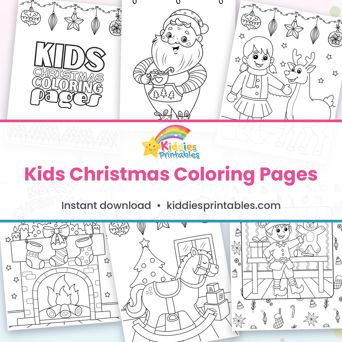 Kids Christmas Coloring Pages printable – page collage