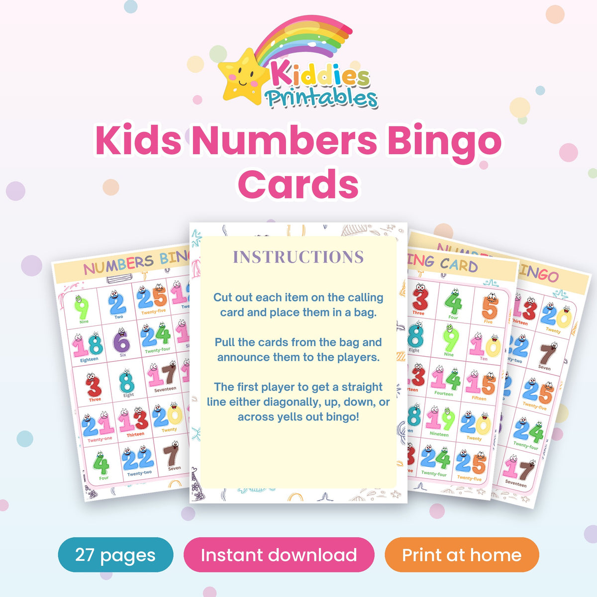 Kids Numbers Bingo Cards printable – cover