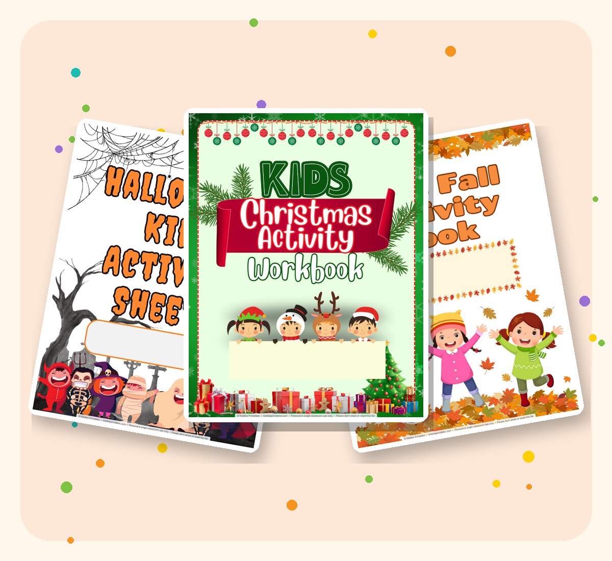 Kiddies Printables activity packs for Halloween, autumn and Christmas