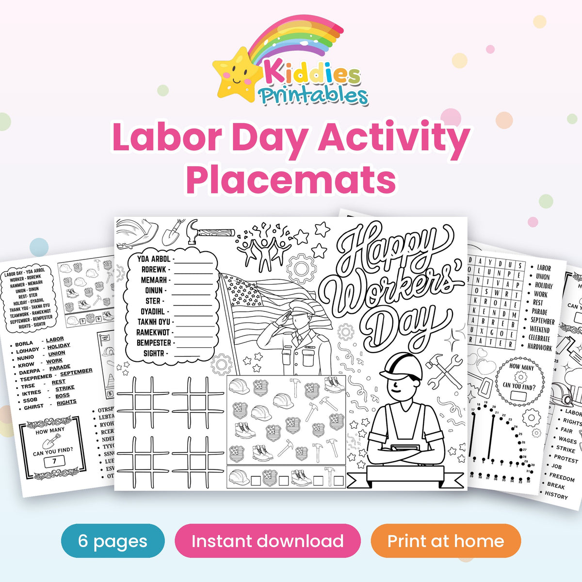 Labor Day Activity Placemats printable – cover