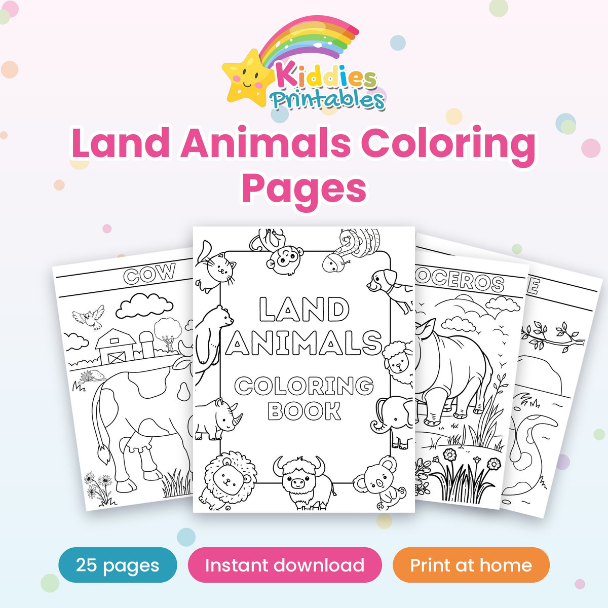 Land Animals Coloring Pages printable – main preview