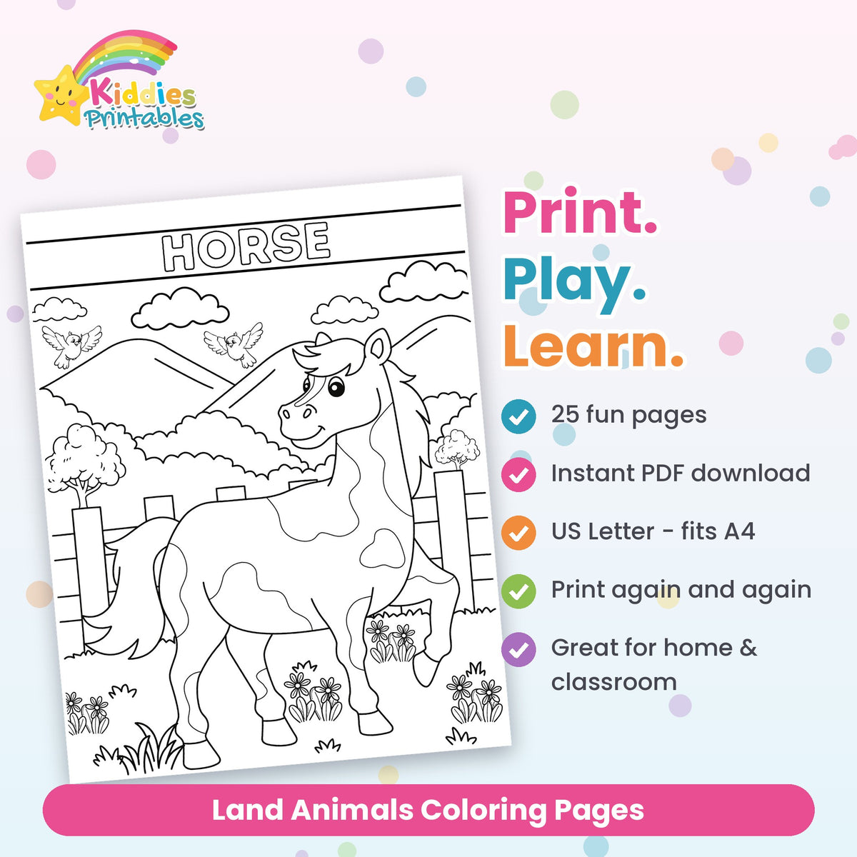 Land Animals Coloring Pages – features