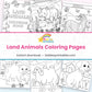 Land Animals Coloring Pages – page collage