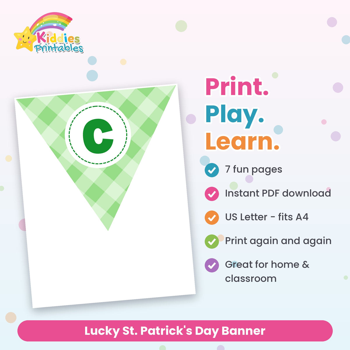 Lucky St. Patrick's Day Banner printable – what's included
