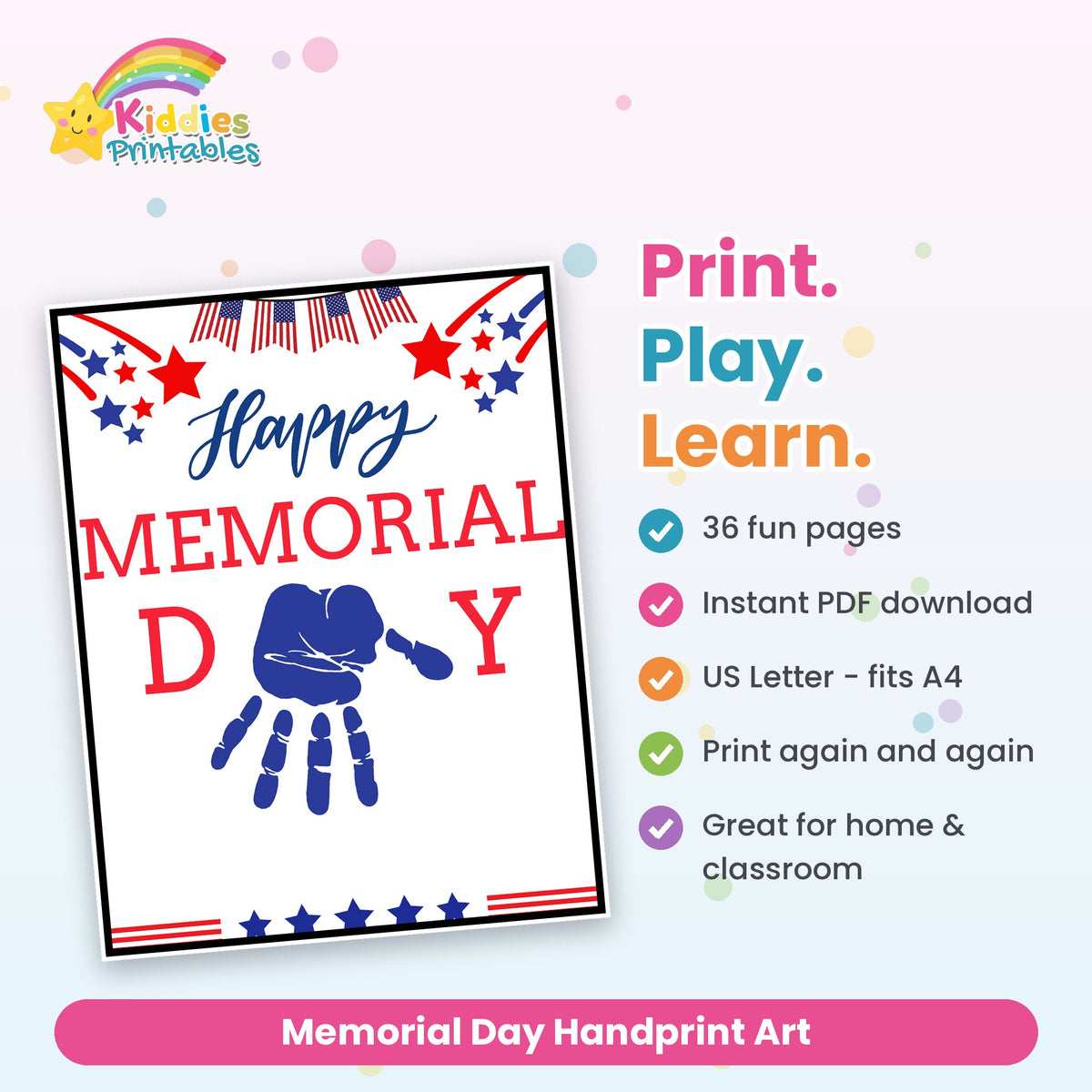 Memorial Day Handprint Art printable – what's included
