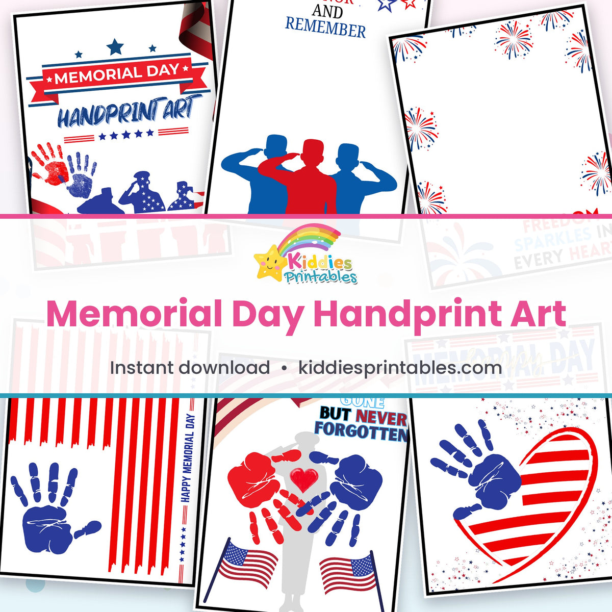Memorial Day Handprint Art printable – page collage