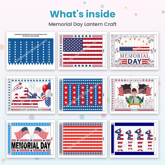 Memorial Day Lantern Craft printable – inside pages preview