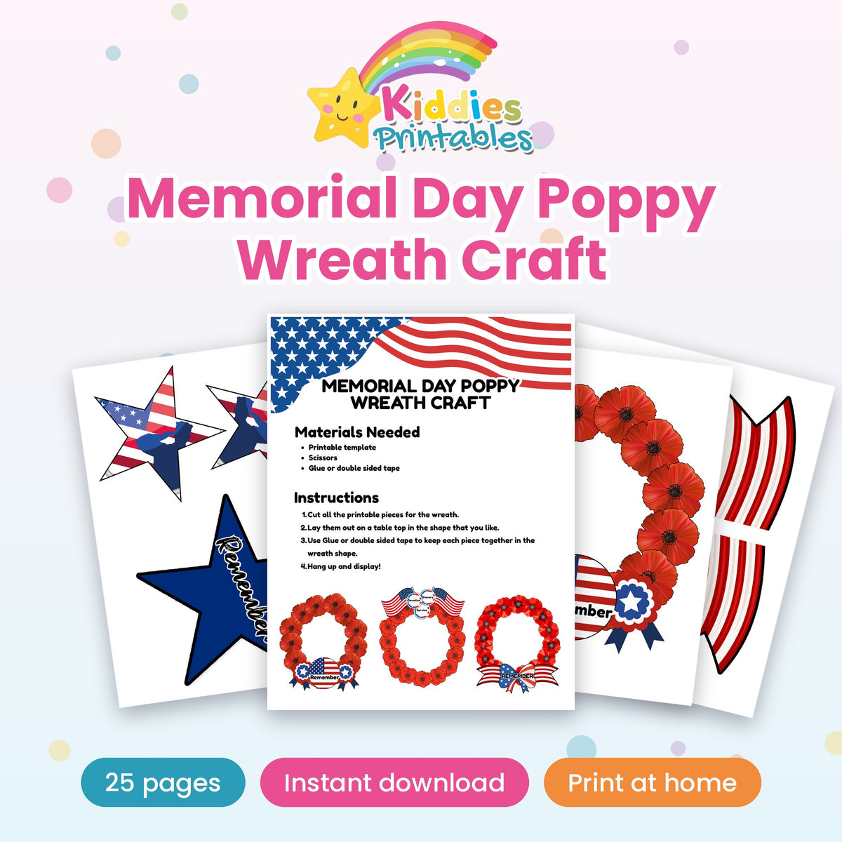 Memorial Day Poppy Wreath Craft printable – cover