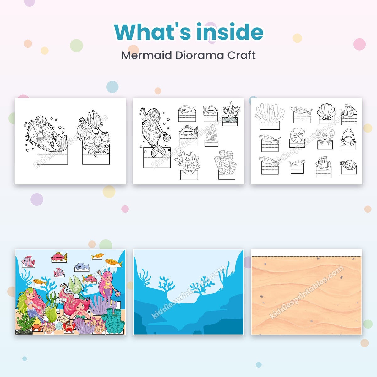 Mermaid Diorama Craft printable – inside pages preview