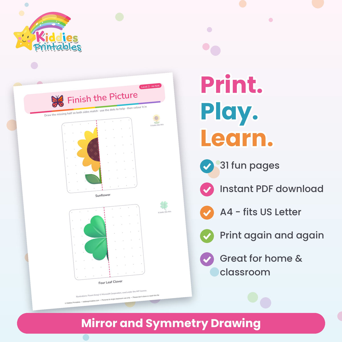 Mirror & Symmetry Drawing printable - features and what's included
