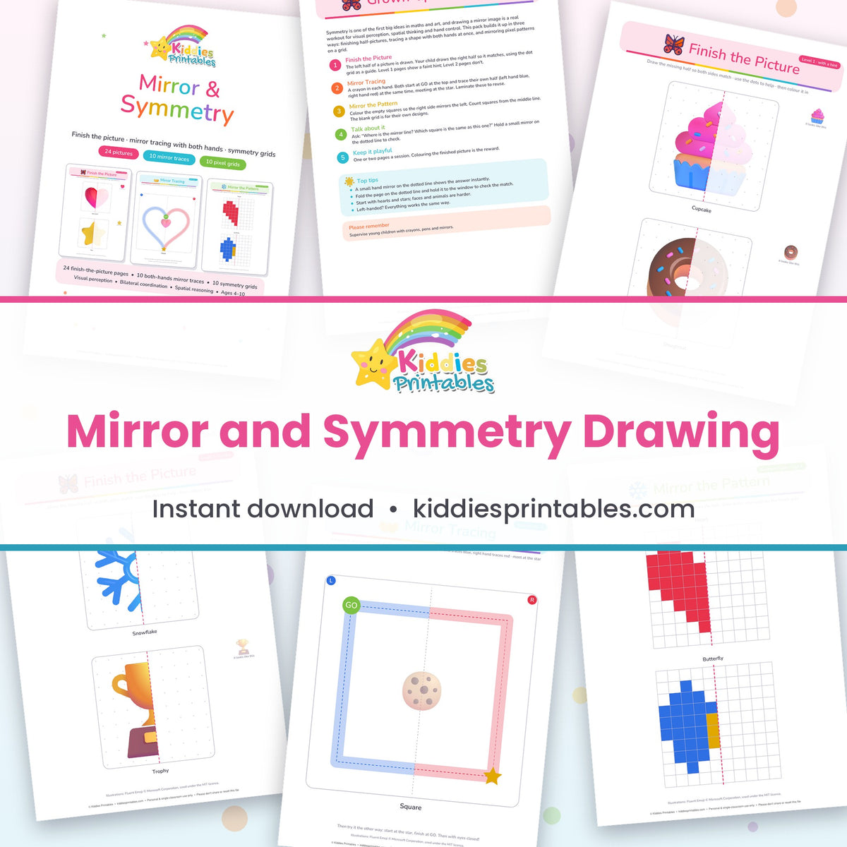 Mirror & Symmetry Drawing printable - page collage