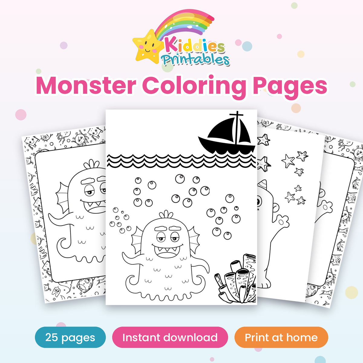 Monster Coloring Pages printable - cover and preview