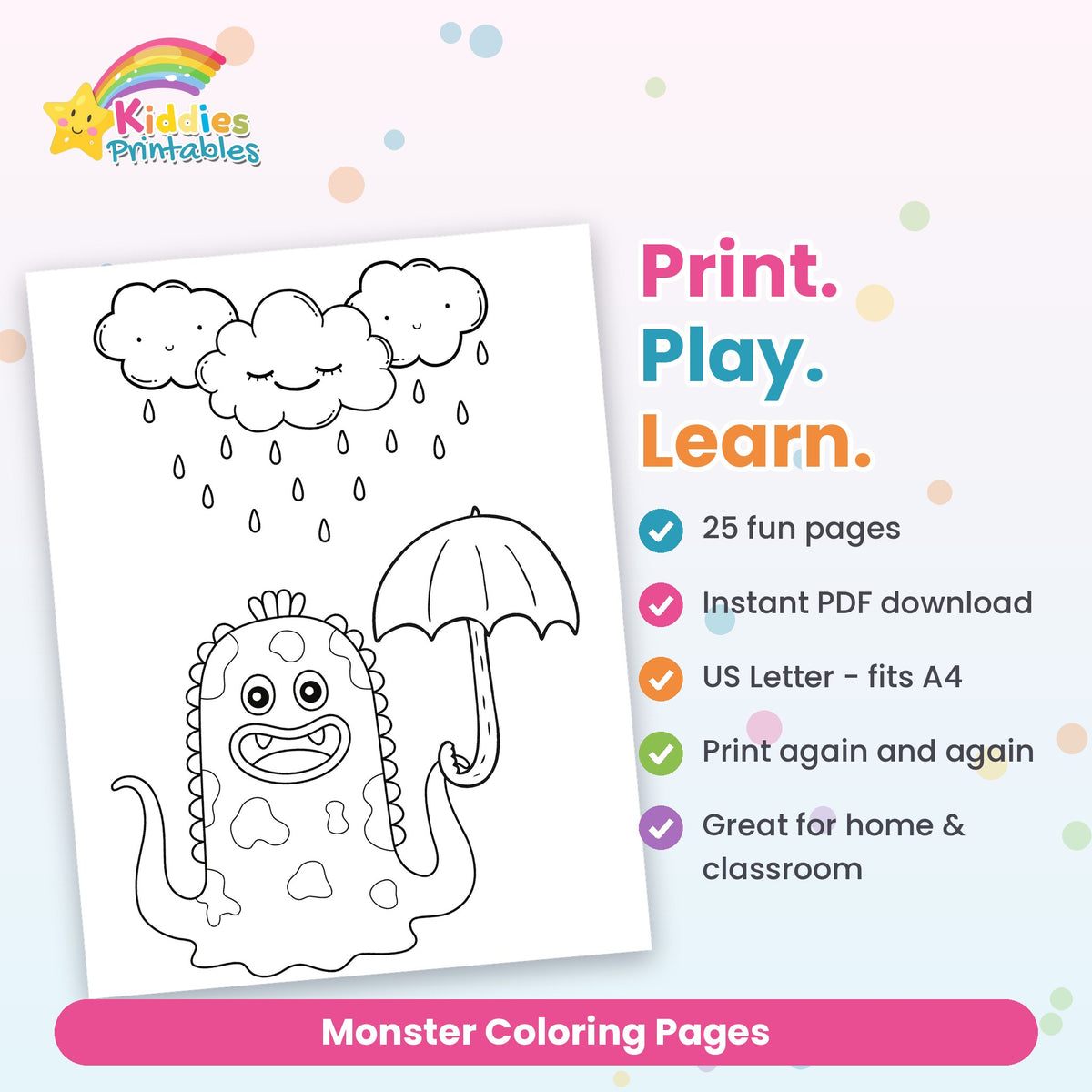 Monster Coloring Pages printable - features