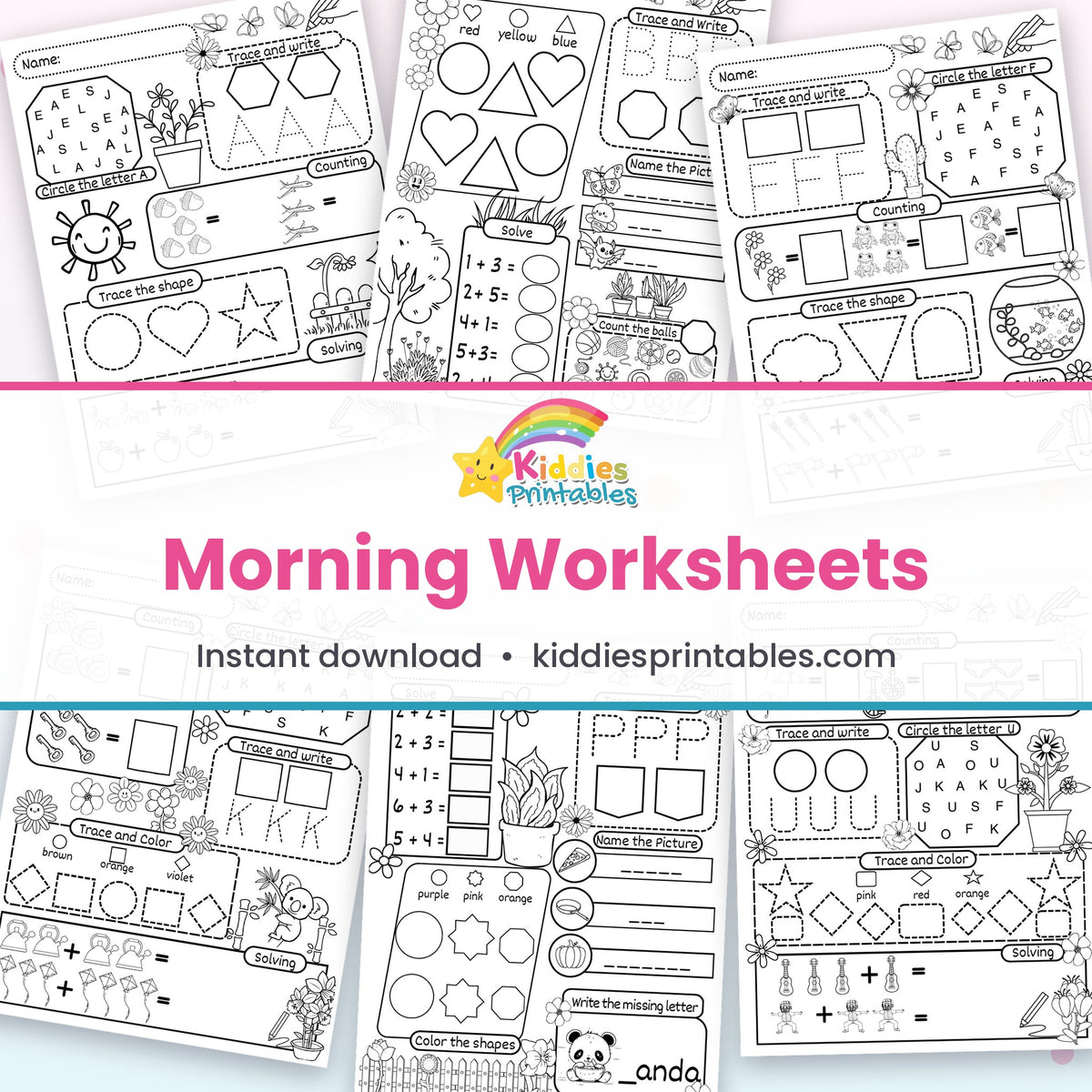 Morning Worksheets printable – page collage