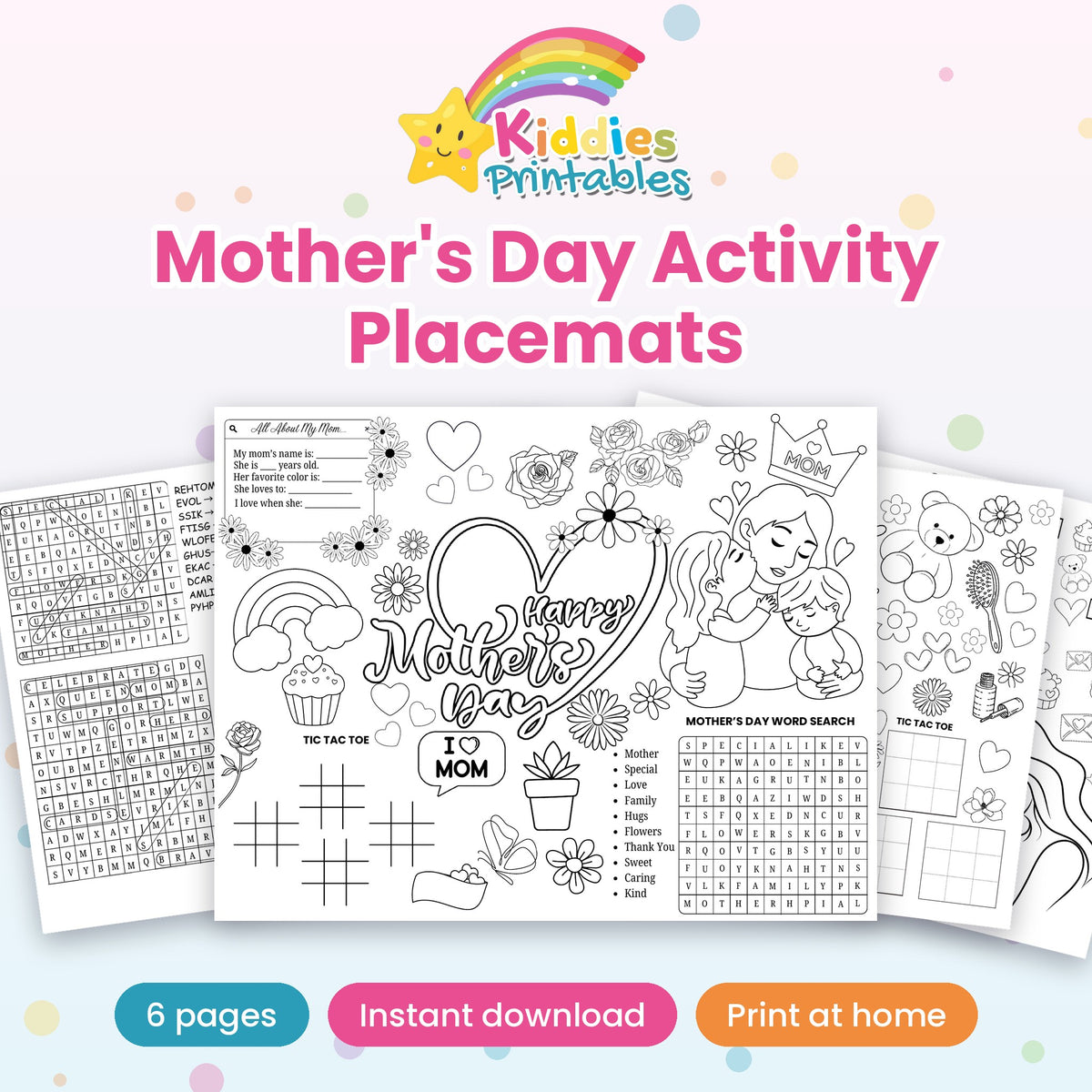 Mother's Day Activity Placemats printable – cover