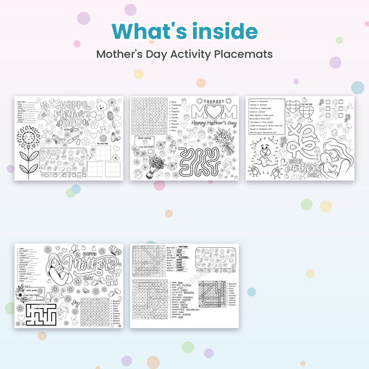 Mother's Day Activity Placemats printable – inside pages preview