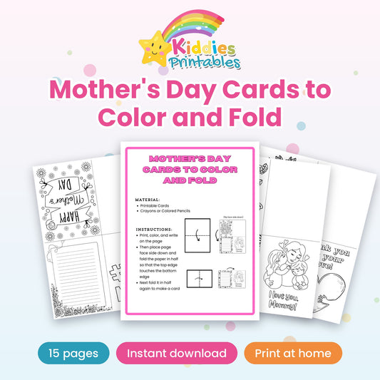 Mother's Day Cards to Colour and Fold printable – cover