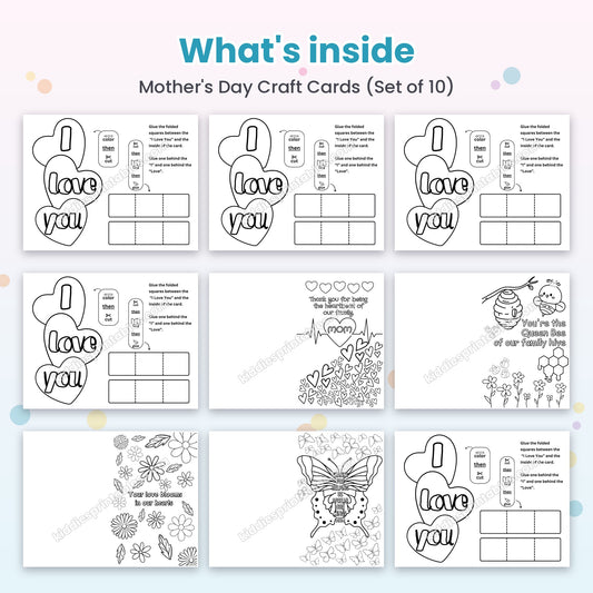 Mother's Day Craft Cards printable – inside pages preview