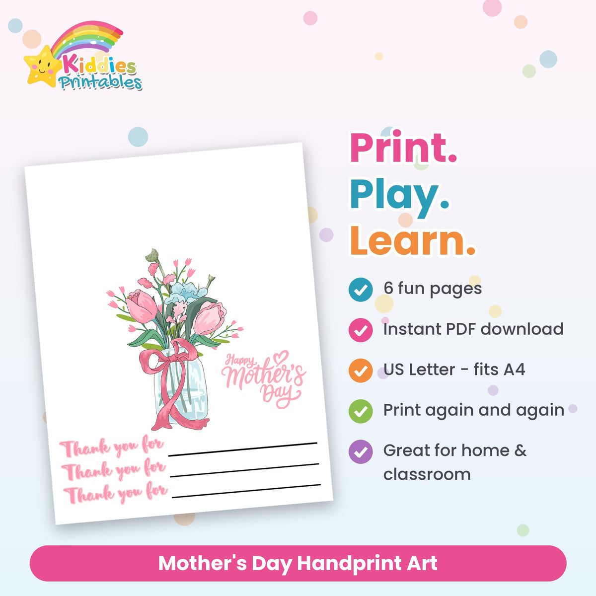 Mother's Day Handprint Art printable – what's included