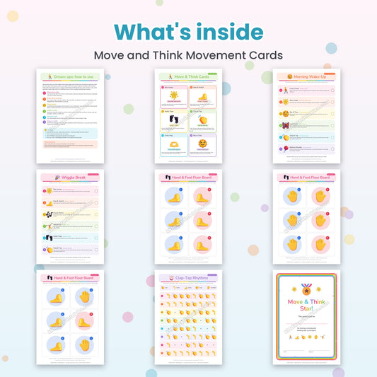 Move & Think Movement Cards printable - inside pages preview
