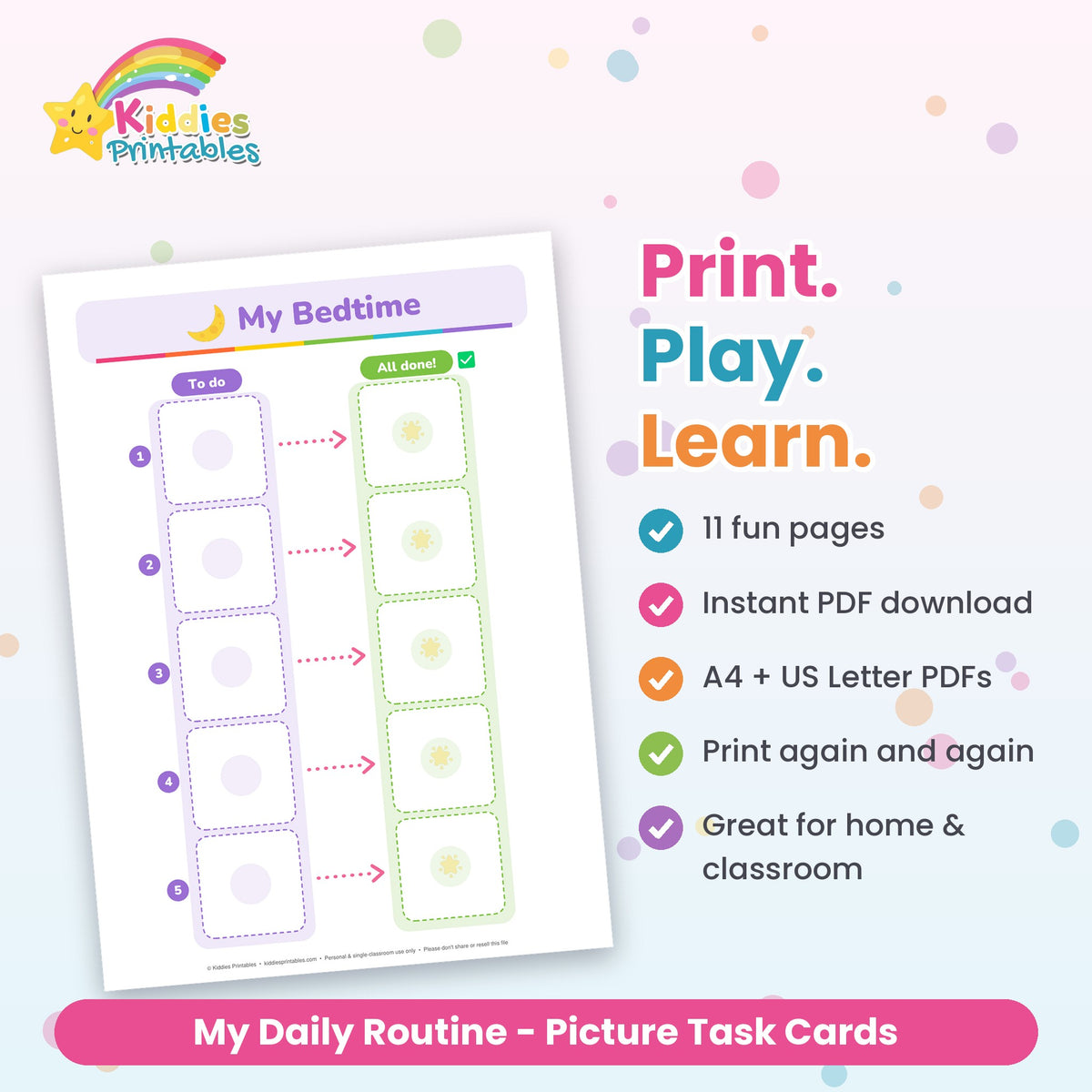 My Daily Routine printable - features
