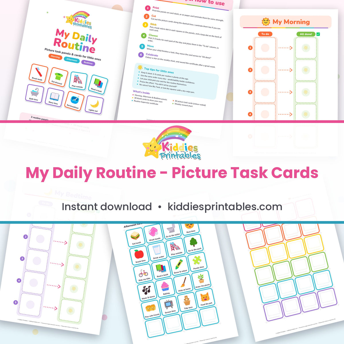 My Daily Routine printable - page collage