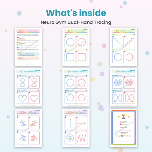 Neuro Gym Dual-Hand Tracing printable - inside pages preview