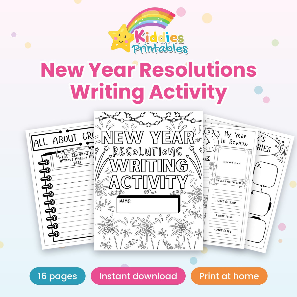 New Year Resolutions Writing Activity printable – main preview
