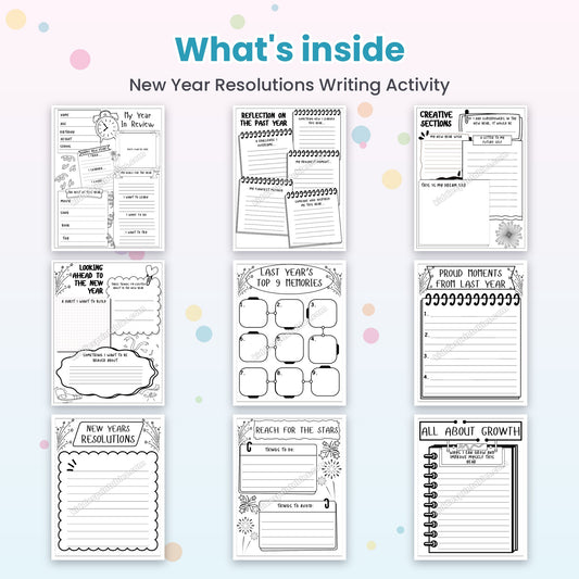 New Year Resolutions Writing Activity – what's inside