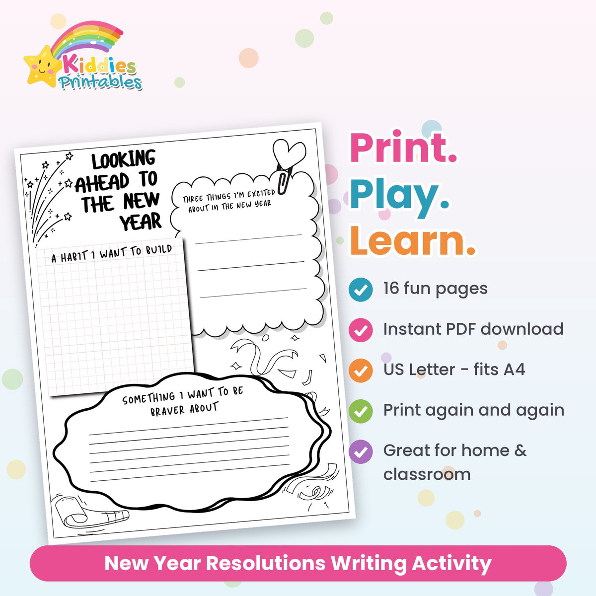 New Year Resolutions Writing Activity – features