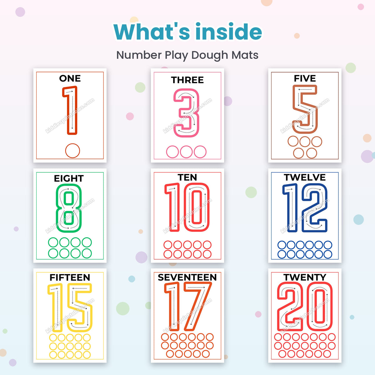 Number Play Dough Mats printable – inside pages preview