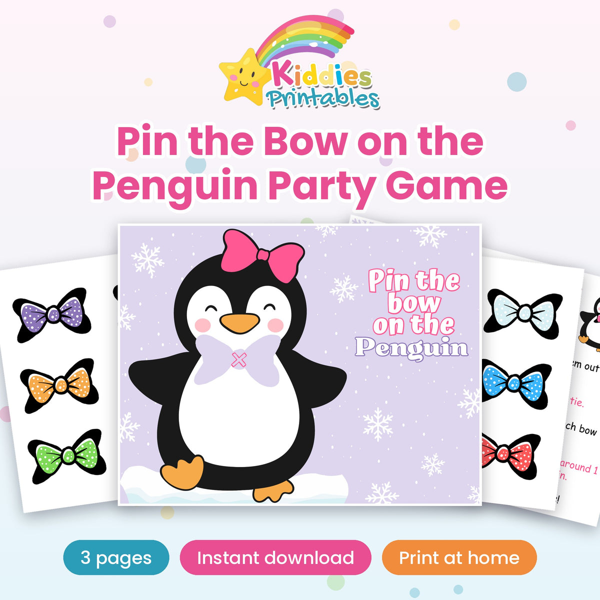 Pin the Bow on the Penguin printable – cover