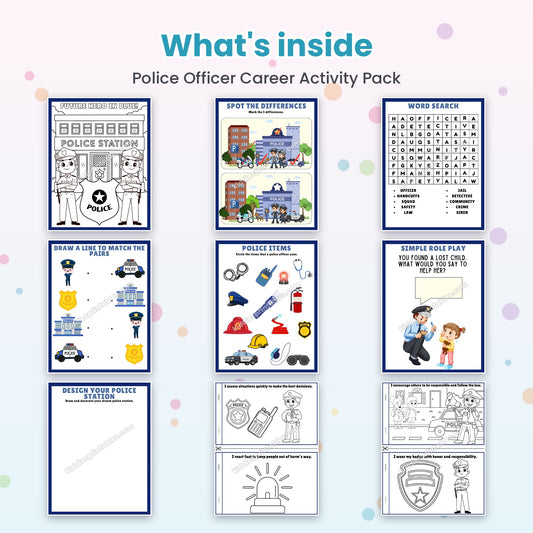 Police Officer Career Activity Pack printable – inside pages preview