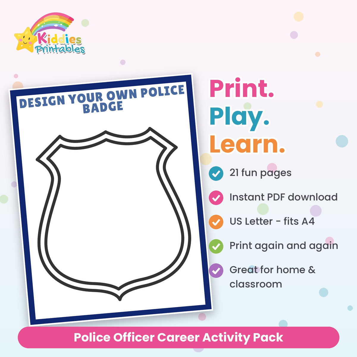 Police Officer Career Activity Pack printable – what's included