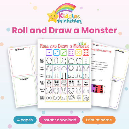 Roll and Draw a Monster printable – cover